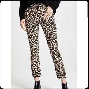 PAIGE Hoxton Ankle Jeans - Pink Leopard Print, Raw Hem, size 27